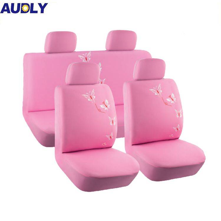 Detachable Washable Seat Cover Universal Cloth Fabric Butterfly Flower Pattern Pink Car Seat Cover For Girl Woman