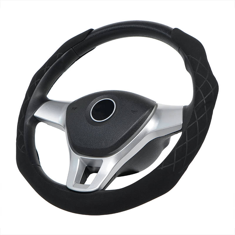 New design black steering wheel cover carbon fibre fluff universal size car steering wheel cover