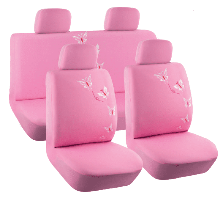 Universal fabric women's butterfly pattern pink purple full set removable car seat cover