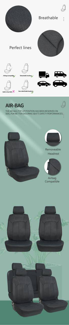 Wholesale Easy to Clean Black Polyester Sit Car Seat Cover with 9 pieces Full Sets Car Seat Cover