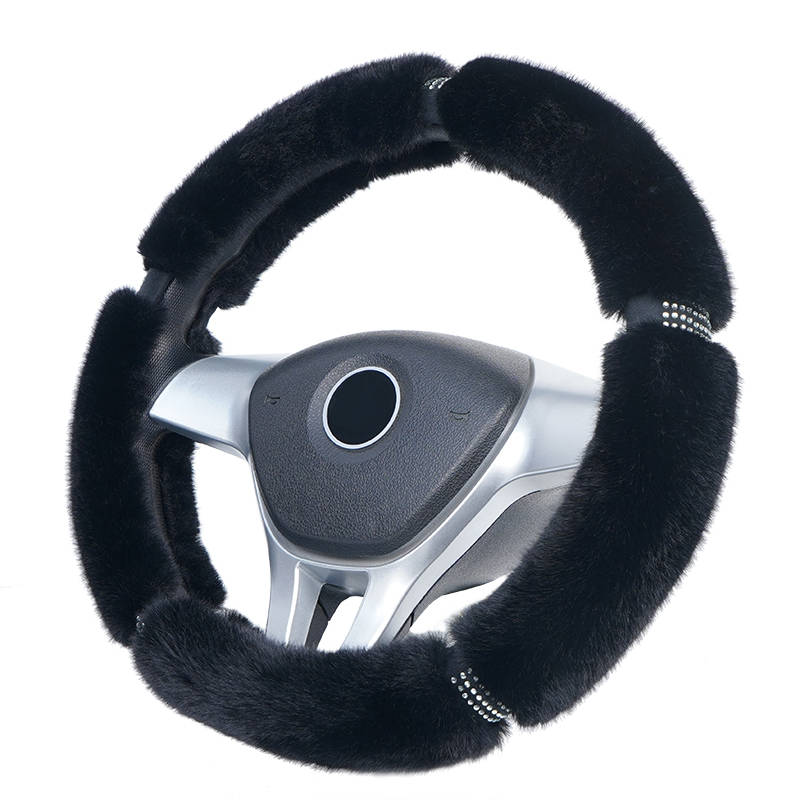 Car interior accessories Steering Wheel Covers Black Universal plushBling Bling Diamond Suitable for 15 inch 36-40CM