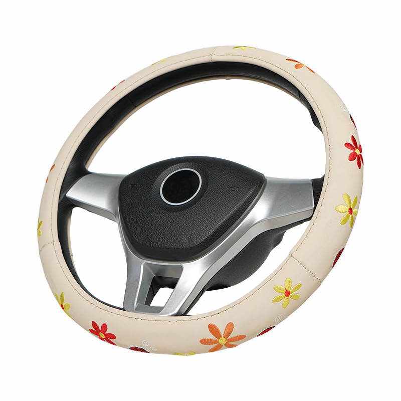 High quality factory price automobile steering wheel cover hand sewing general flower embellishment steering wheel cover