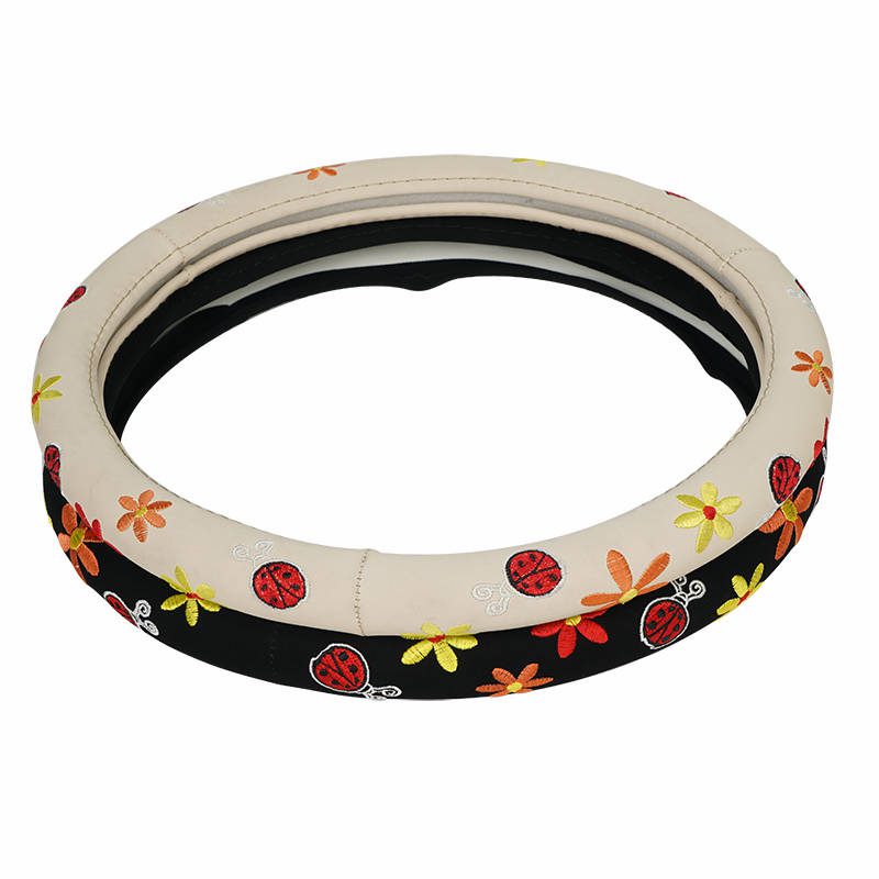 High quality factory price automobile steering wheel cover hand sewing general flower embellishment steering wheel cover