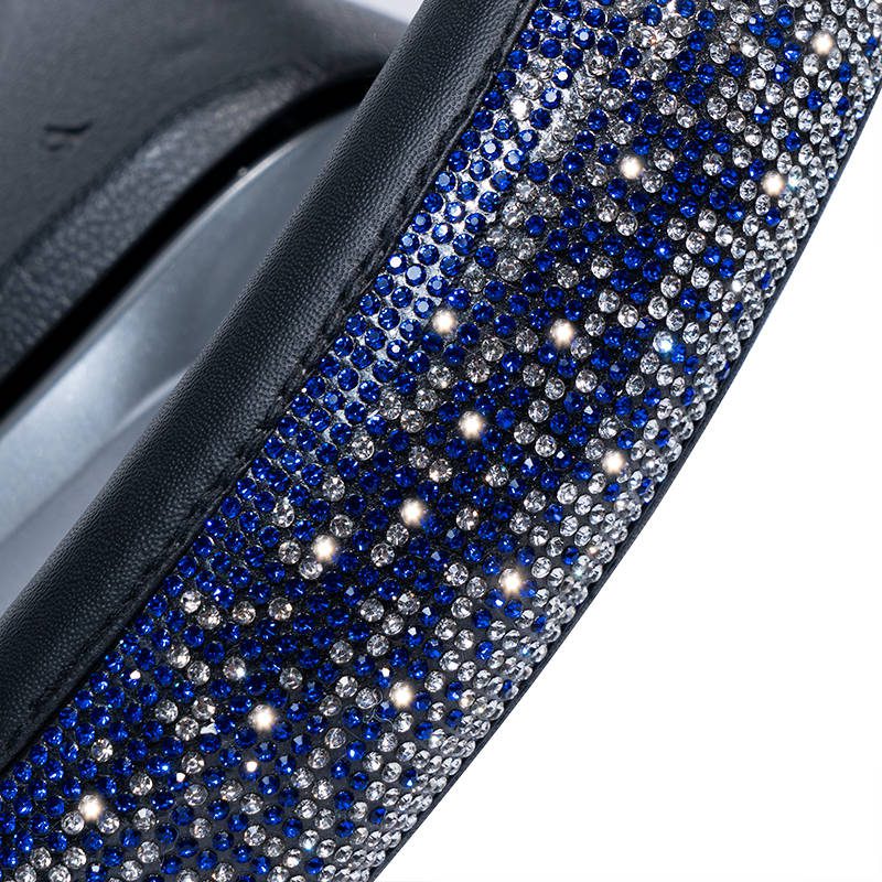 custom design universal PU leather car steering wheel cover shiny diamond rhinestone forro de volante for all cars