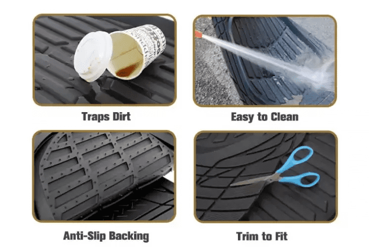 All-Weather Heavy Duty Rubber Liners Universal Trim to Fit Automotive Protection Vehicles Cars Trucks SUV CAR MATS