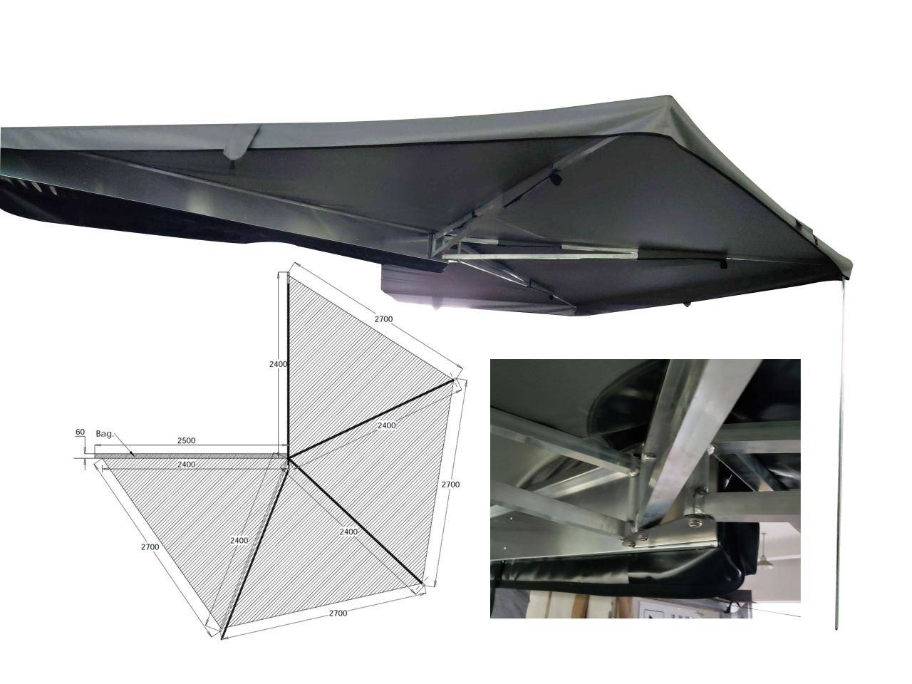 Monster4WD 2023 new Sector 270 degree car roof side awning High Quality Foxwing Awning folding legs