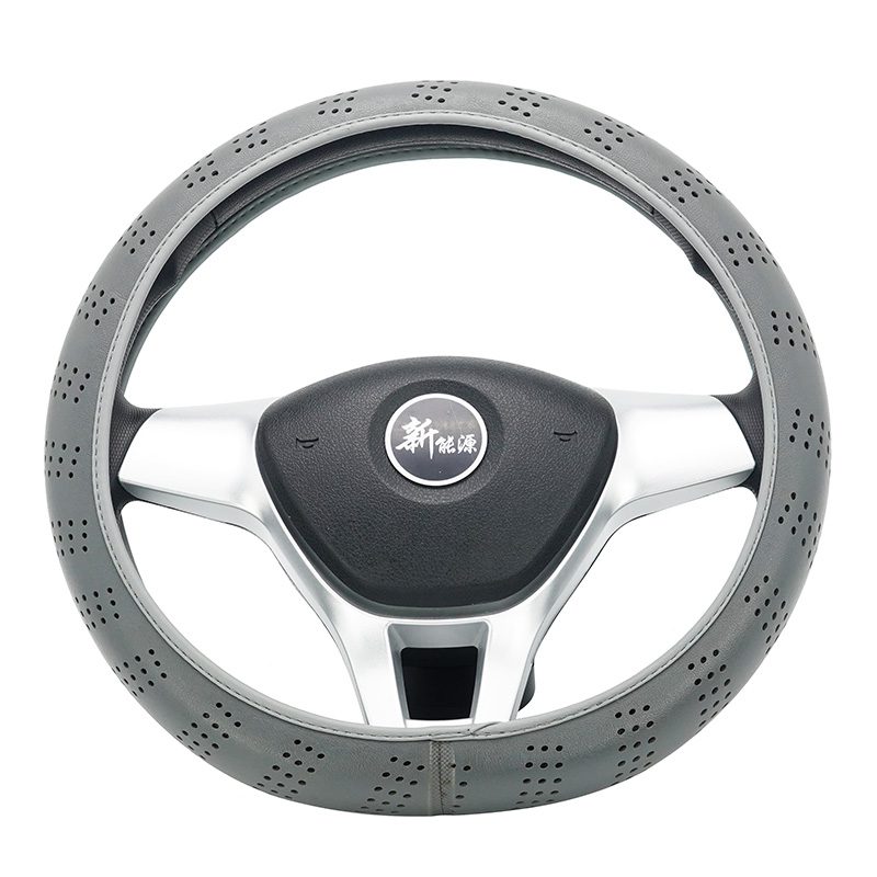 Nice design gray  PU material car steering wheel cover