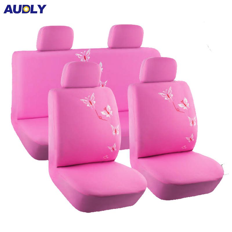 Fabric Seat Cover Pink Sport Flower Pattern Car Seat Cover Women Car Accessories Interior Decorative For Girls