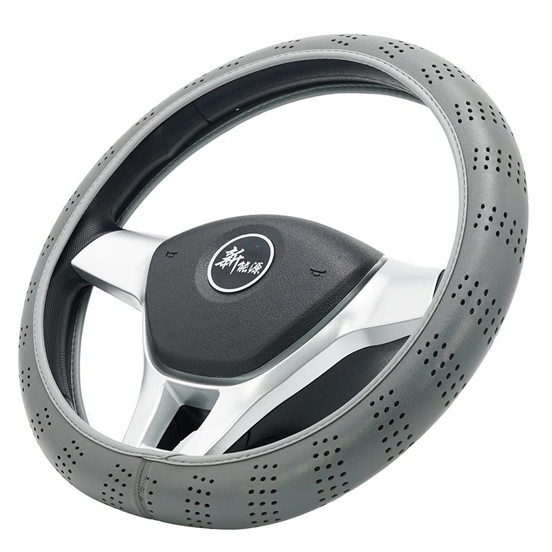 Nice design gray  PU material car steering wheel cover