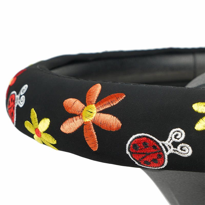 Durable leather car steering wheel cover flower PU 38 cm luxury universal car steering wheel cover