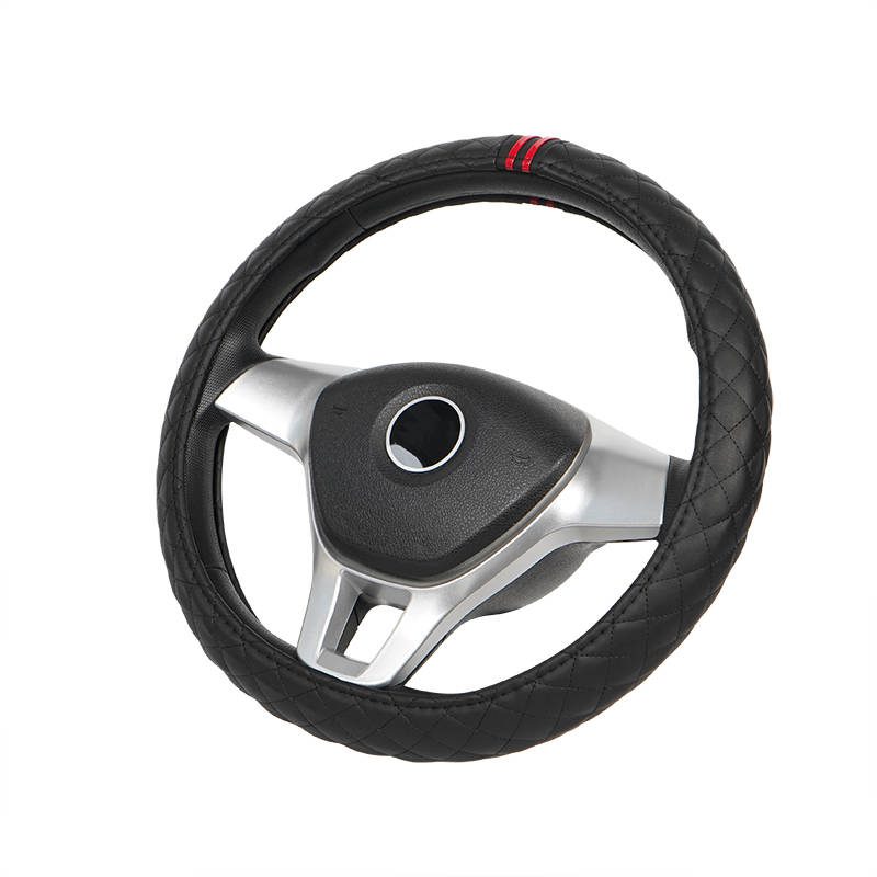 Black premium carbon fiber universal  steering Wheel cover leather easy mounting steering wheel covers