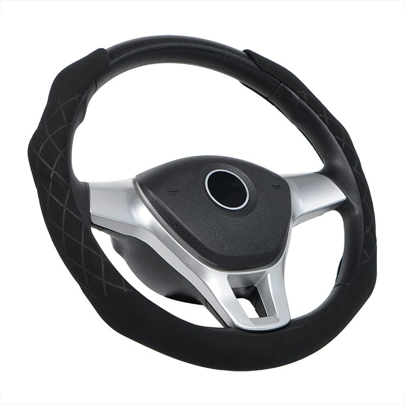 New design black steering wheel cover carbon fibre fluff universal size car steering wheel cover