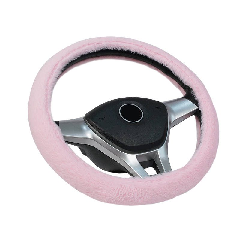 Car Steering Wheel Cover Pink Plush PU Fur Wholesale 3-Spoke Wheel Accessories Car Steering Wheel