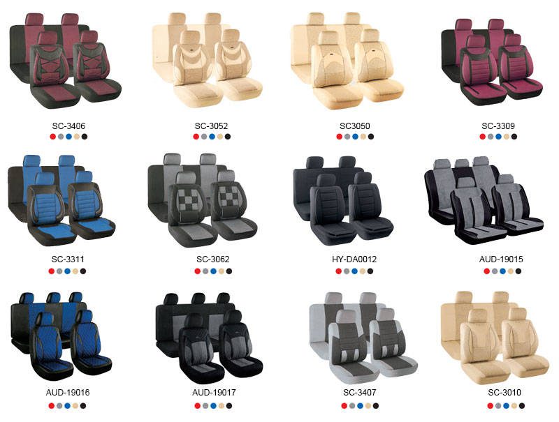 Custom made 8-piece universal polyester car seat cover with unique 3D fabric