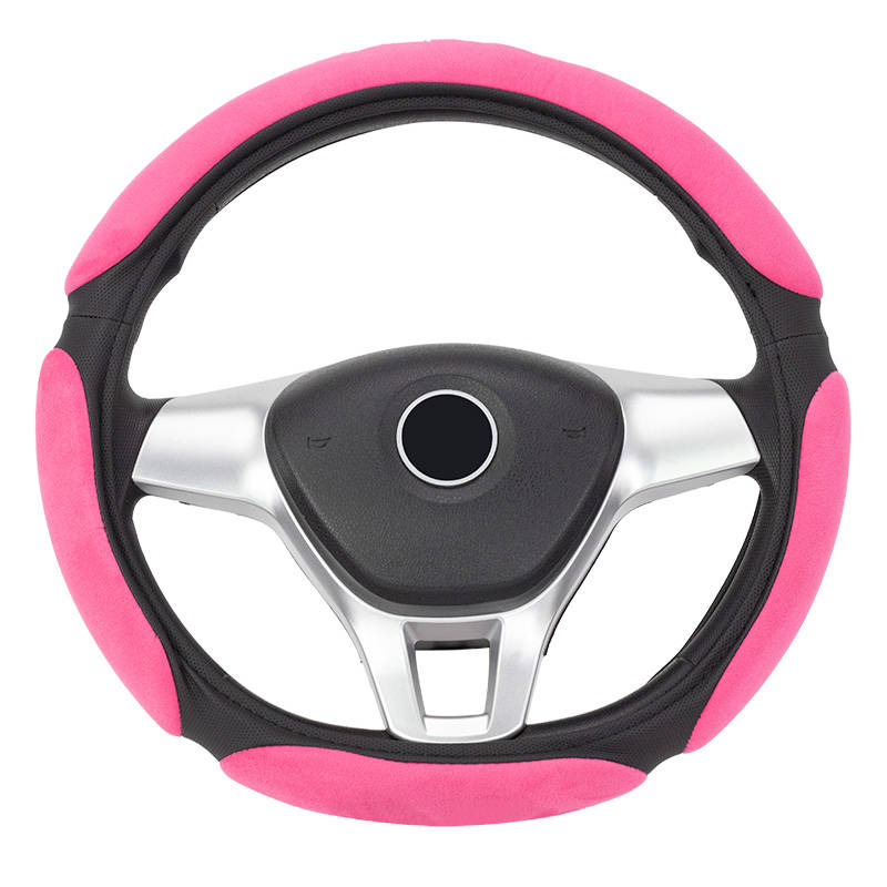 Pink Car Truck Steering Wheel Cover Adapt for 90% Car Models 3-spoke Wheel Universal Soft for Protection Handmade