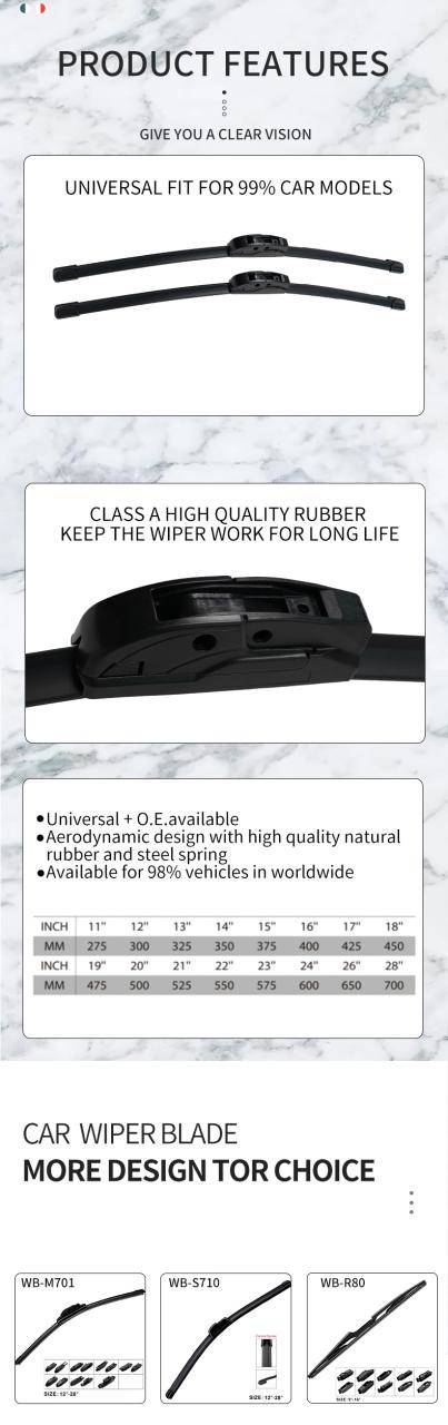 High quality car wiper blade universal rubber windscreen Flat steel car wiper blade for Toyota 4 Runner