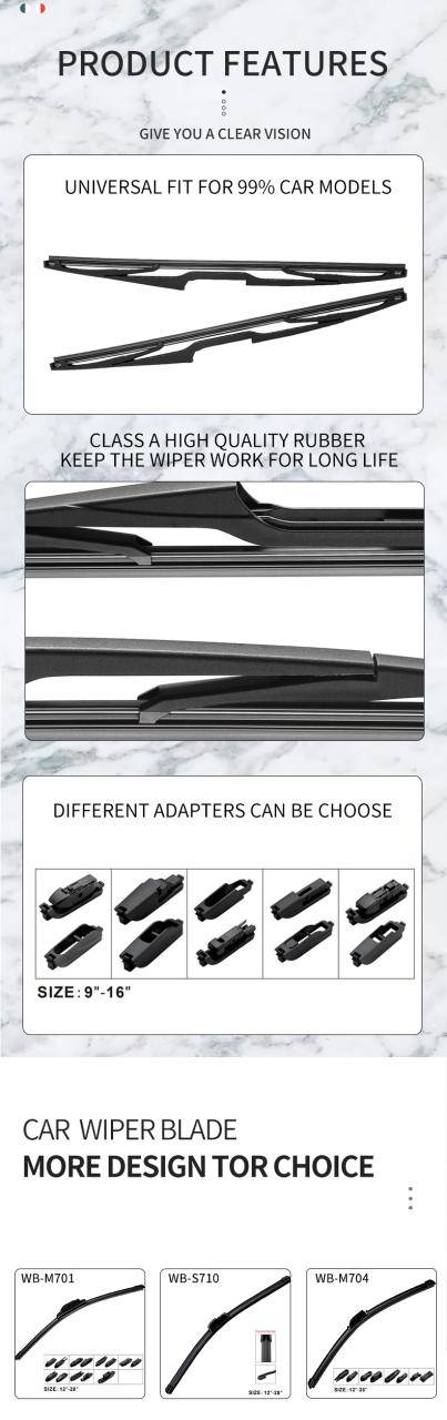 Accessories rubber rear wiper blades universal Wholesale car wiper blade For Toyota Camry Solara Coupe