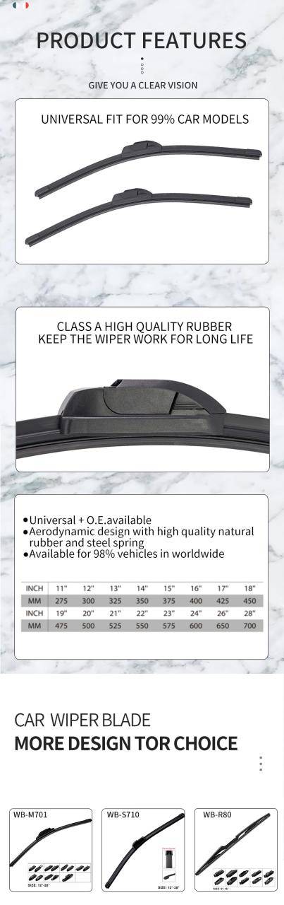 Multifunctional Frameless Rain Car Wiper Blade With All Size portable Windscreen Wipers