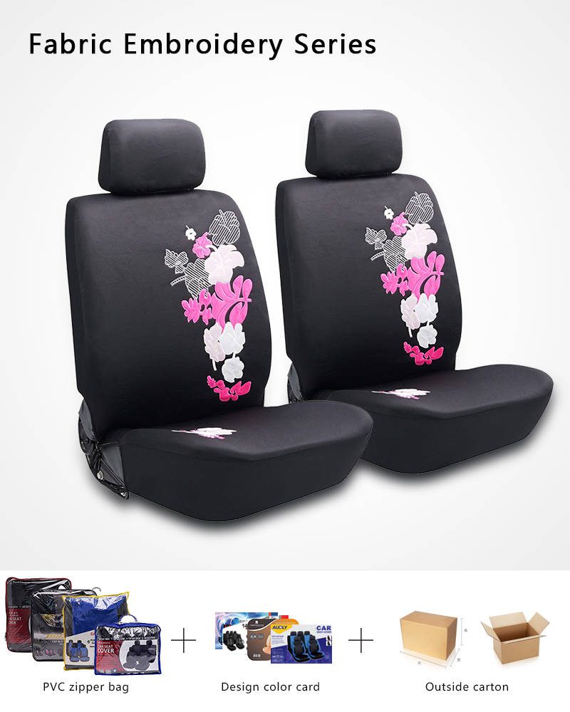 Embroidered Breathable Universal full set car seat safety belt cover with steering wheel cover for car seat cover